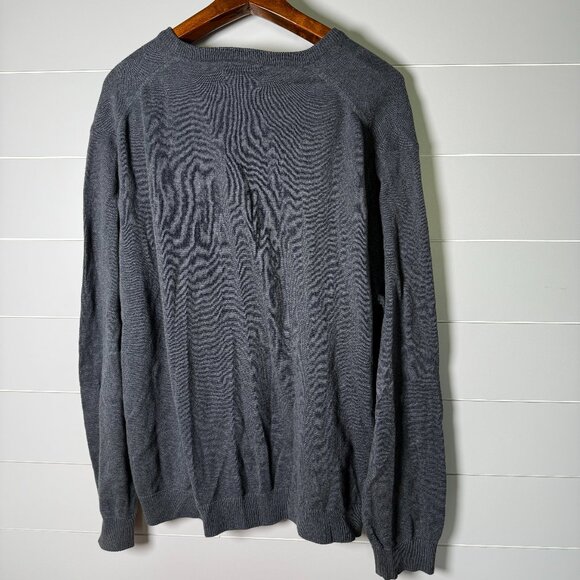 Lyle & Scott Scotland Dk Charcoal Argyle V-Neck Sweater Sz XL 100% Combed Cotton - Picture 2 of 6